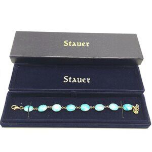 Stauer Eterno Bracelet With Blue Turquoise In Velvet Box 9.5 Total Length *